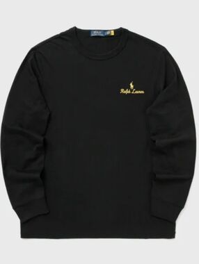 Polo Ralph Lauren Black Long Sleeve Tee with Gold Embroidered Logo Size XXL New